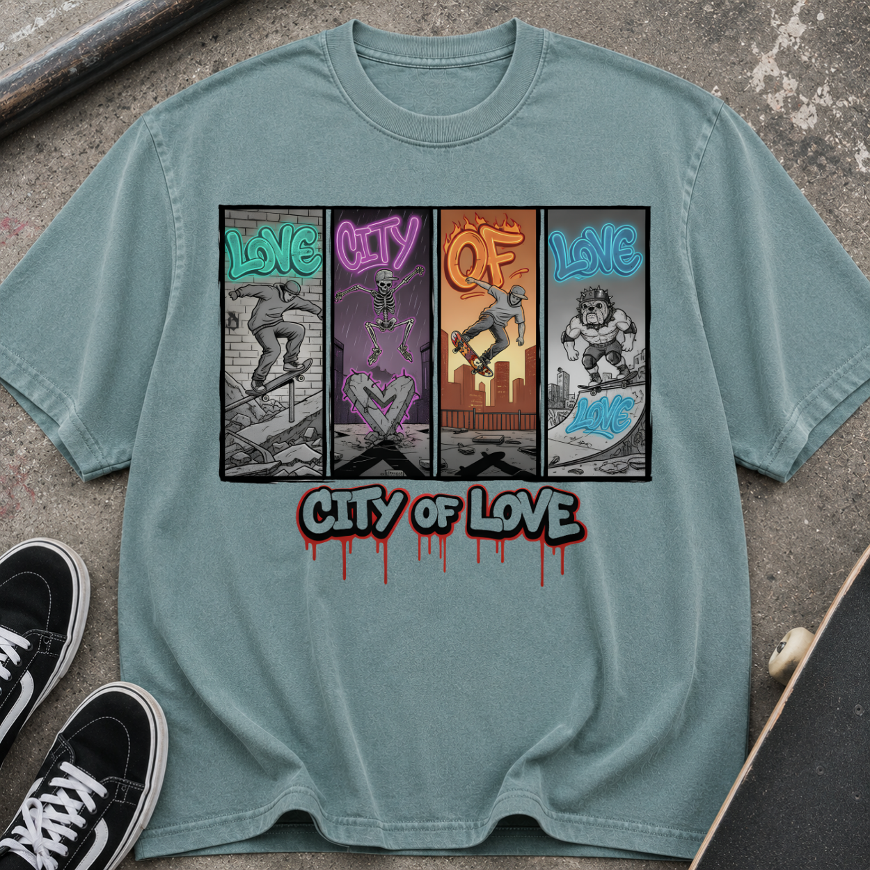 City of Love Graphic T-Shirt — Street Art Skateboard Vibe