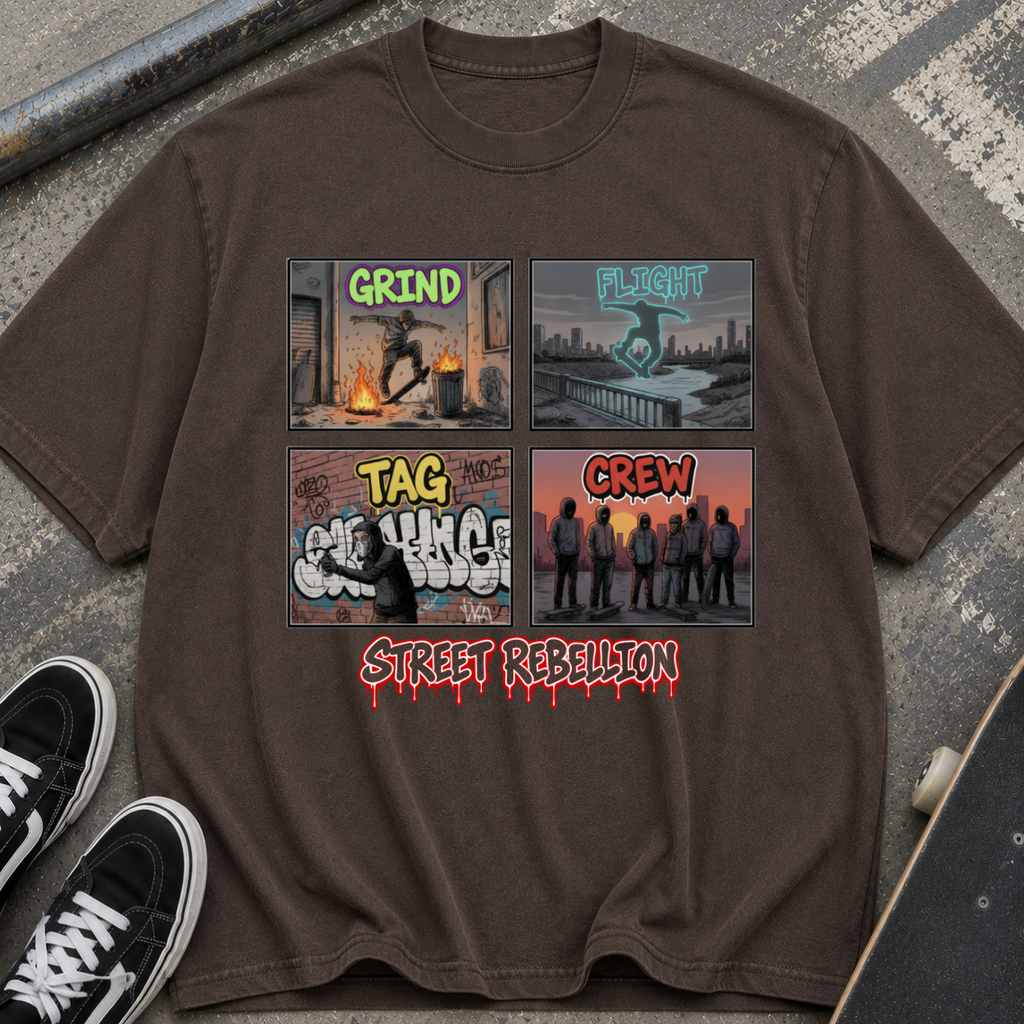 Street Rebellion T‑Shirt — "Grind Tag Crew" Urban Graffiti Tee