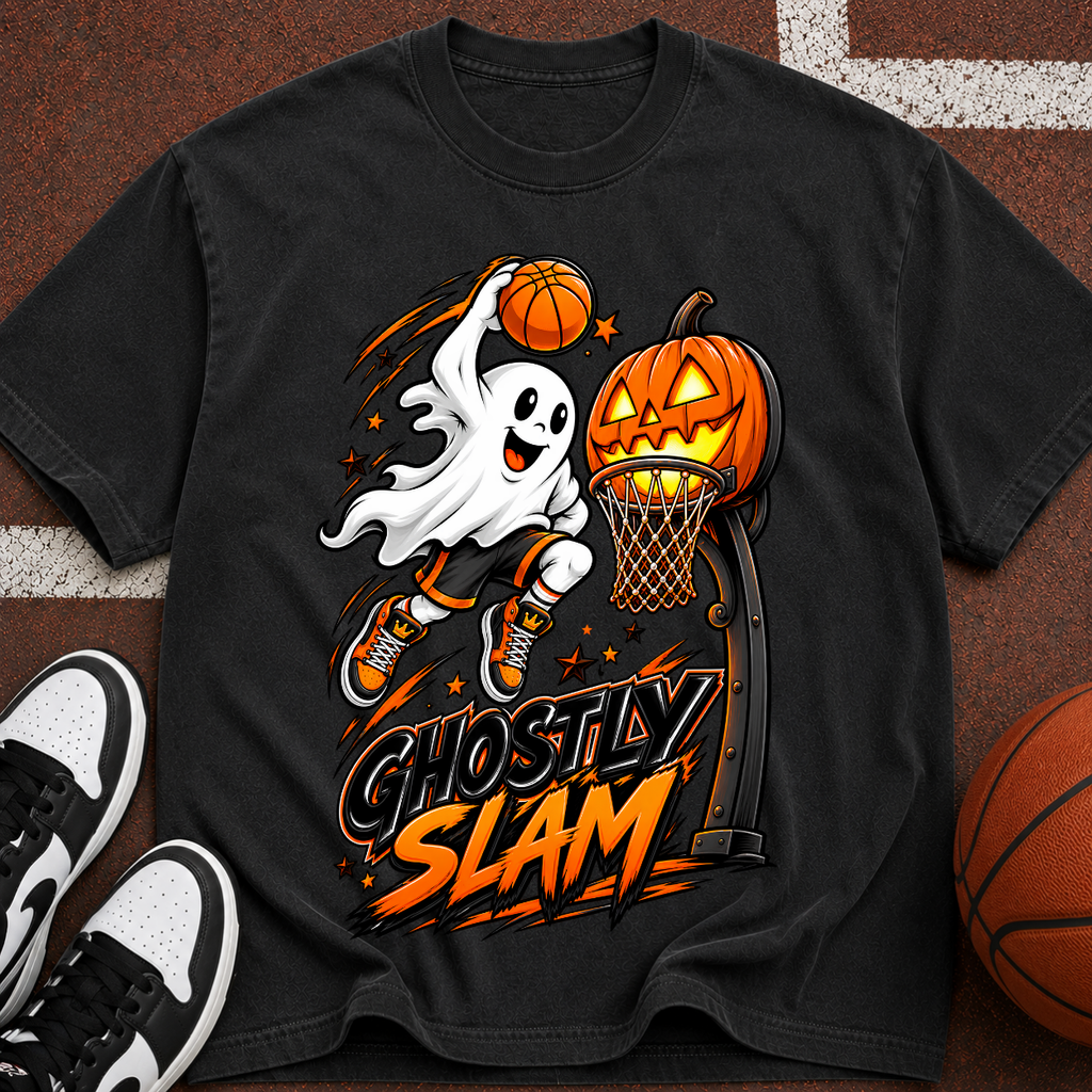 Halloween Pumpkin Ghost Hoops Tee