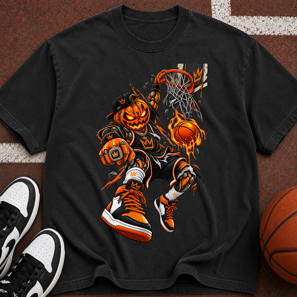 Halloween Pumpkin Slam Dunk T-Shirt