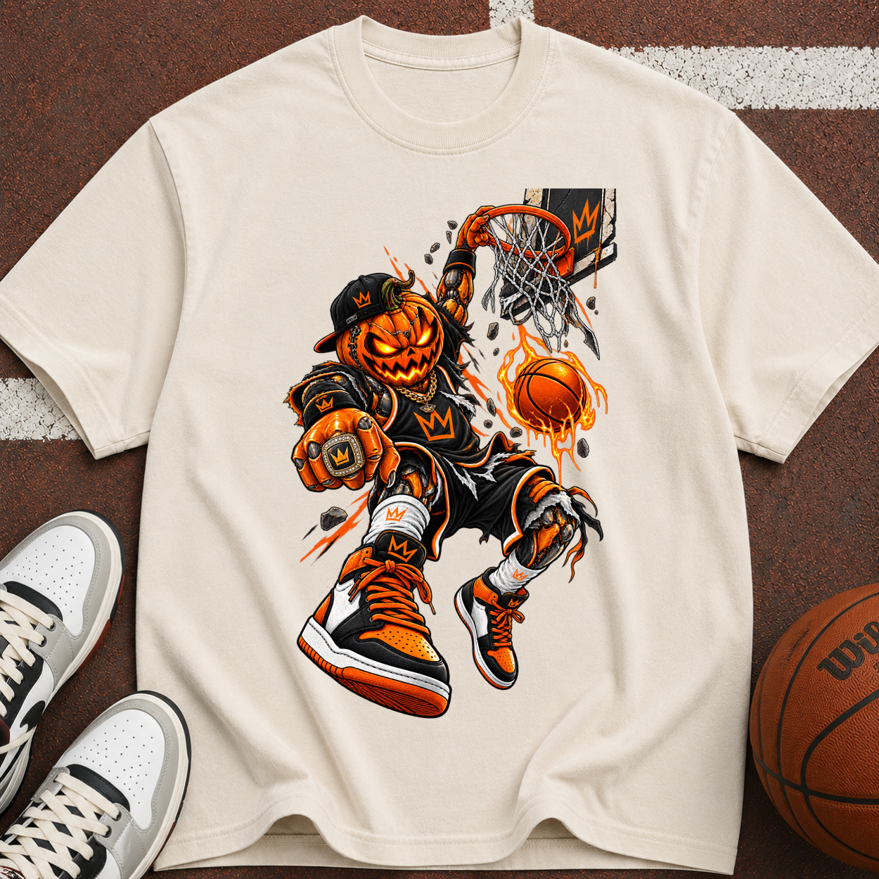 Halloween Pumpkin Slam Dunk T-Shirt