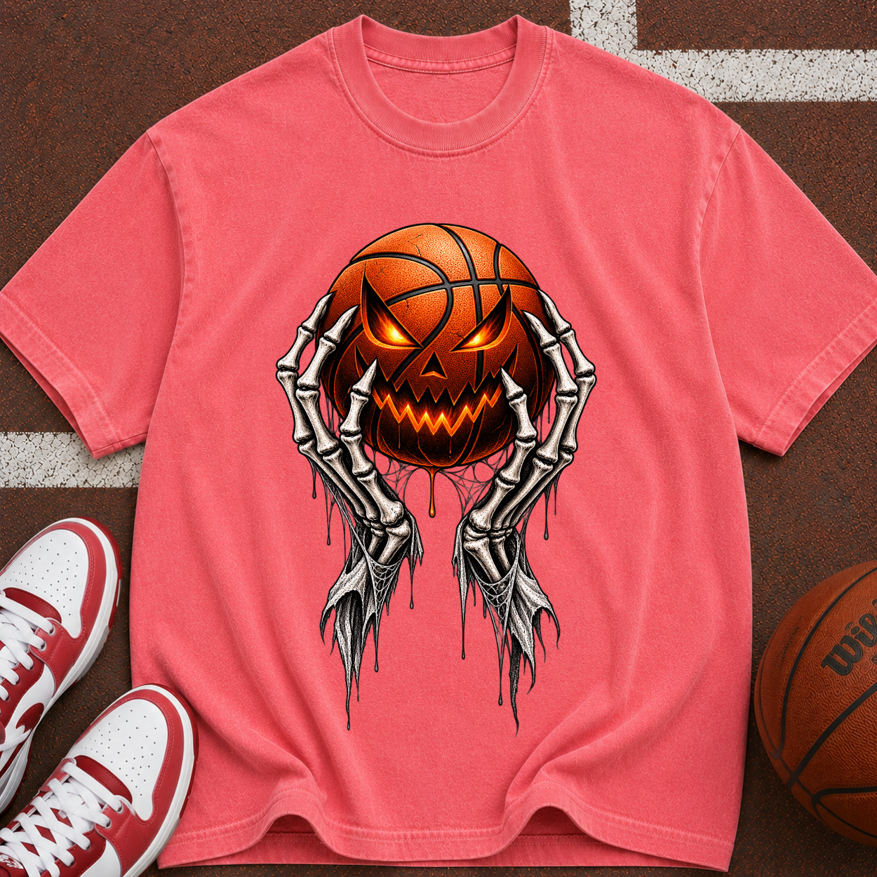 Jack-O'-Lantern Ball with Skeleton Hands