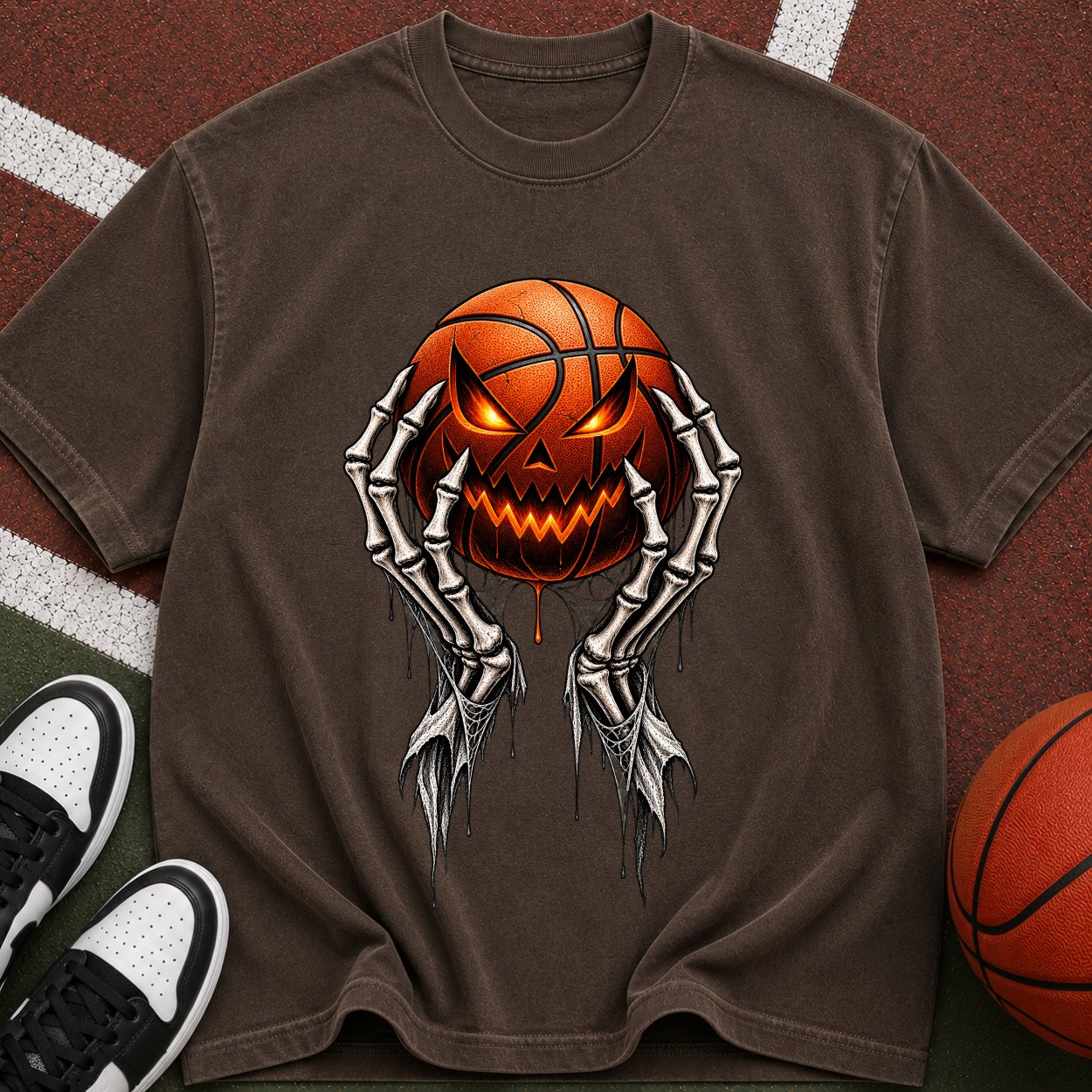 Jack-O'-Lantern Ball with Skeleton Hands