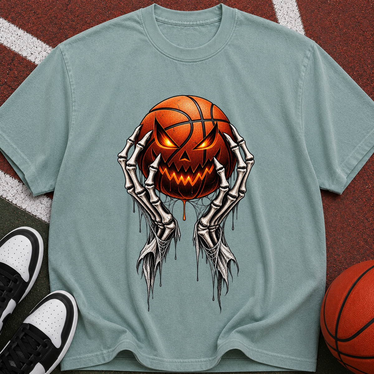 Jack-O'-Lantern Ball with Skeleton Hands