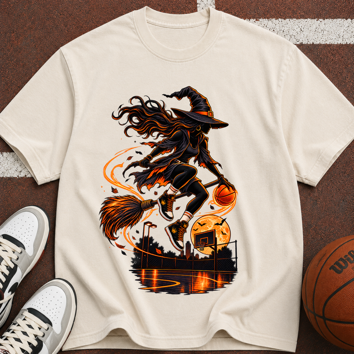 Witch on Broom Halloween T-Shirt