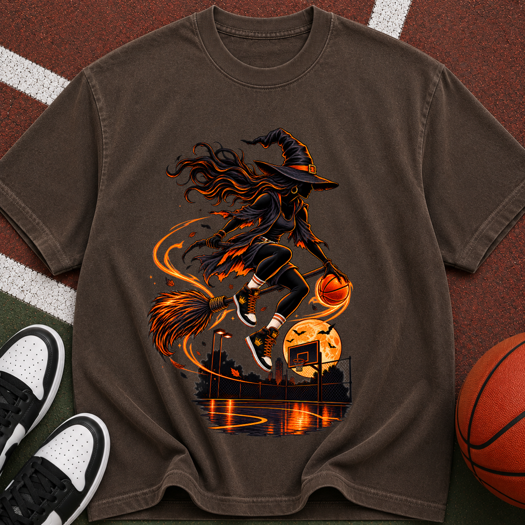 Witch on Broom Halloween T-Shirt