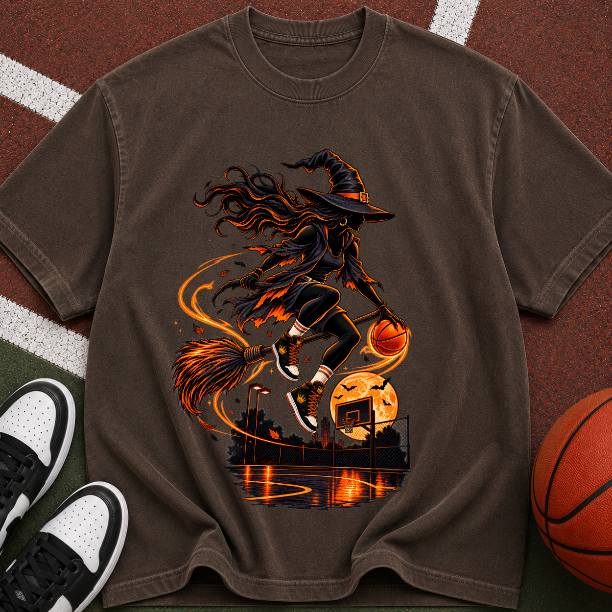 Witch on Broom Halloween T-Shirt