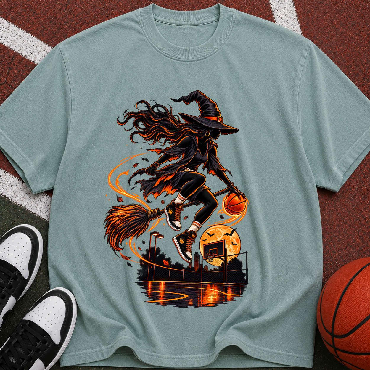 Witch on Broom Halloween T-Shirt