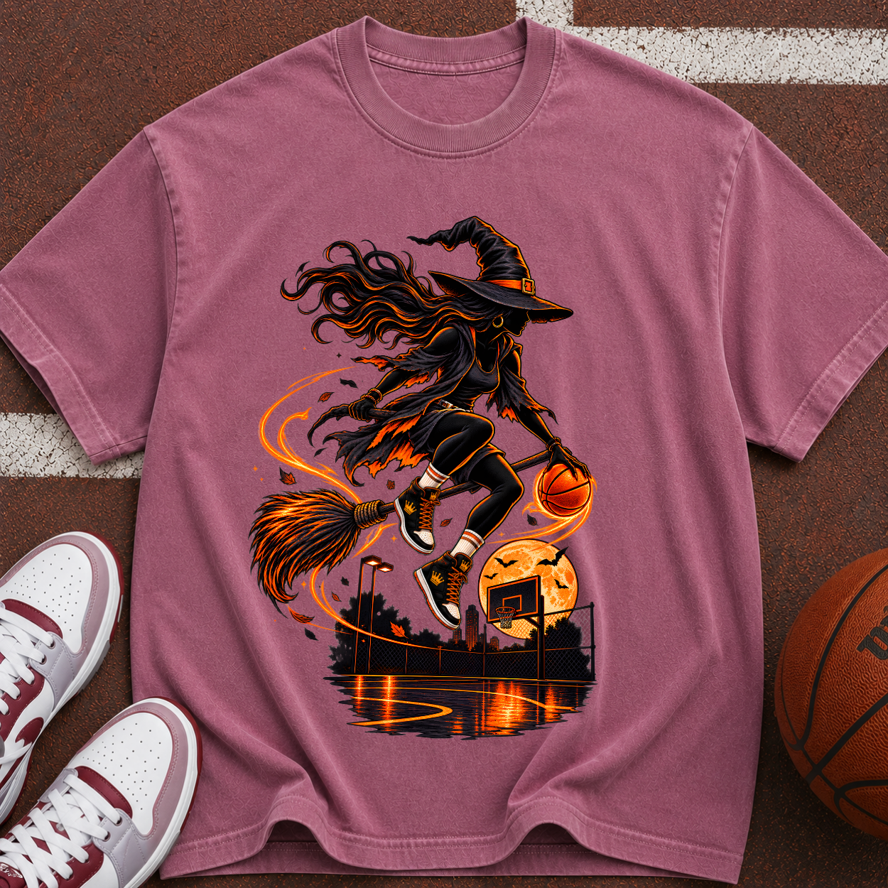 Witch on Broom Halloween T-Shirt