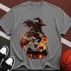 Witch on Broom Halloween T-Shirt