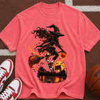 Witch on Broom Halloween T-Shirt