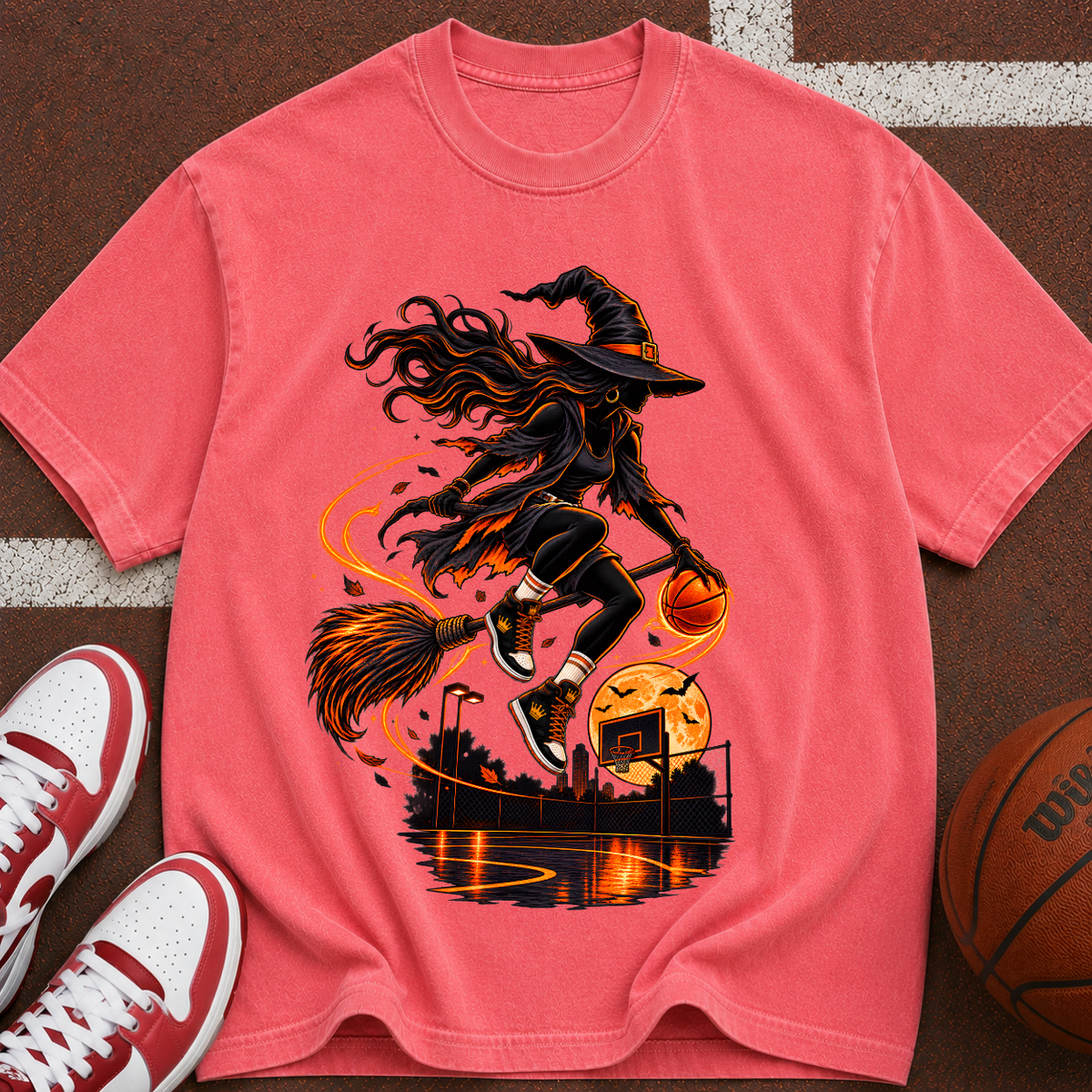 Witch on Broom Halloween T-Shirt