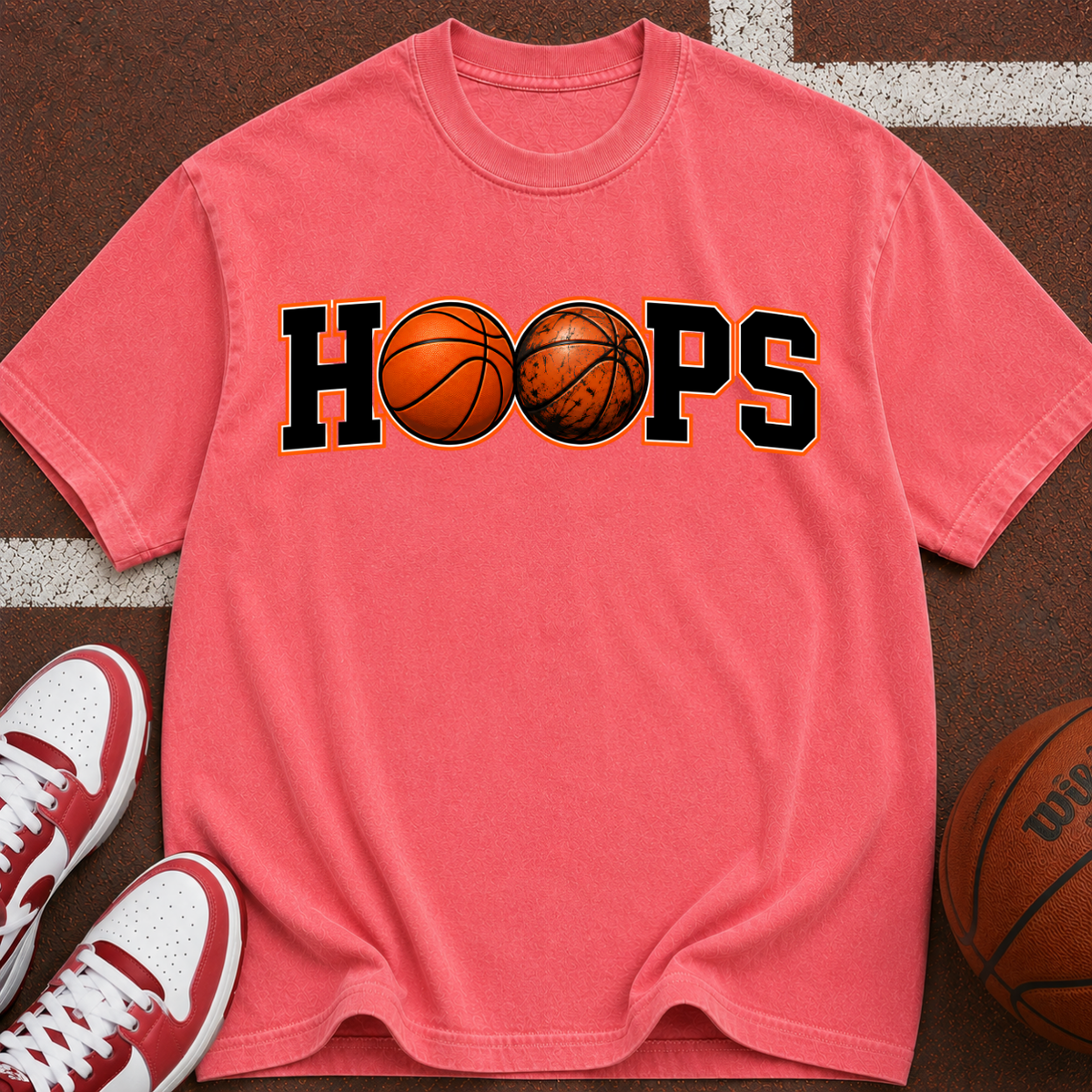 Hoops Basketball T-Shirt — Retro Basketball Graphic Tee
