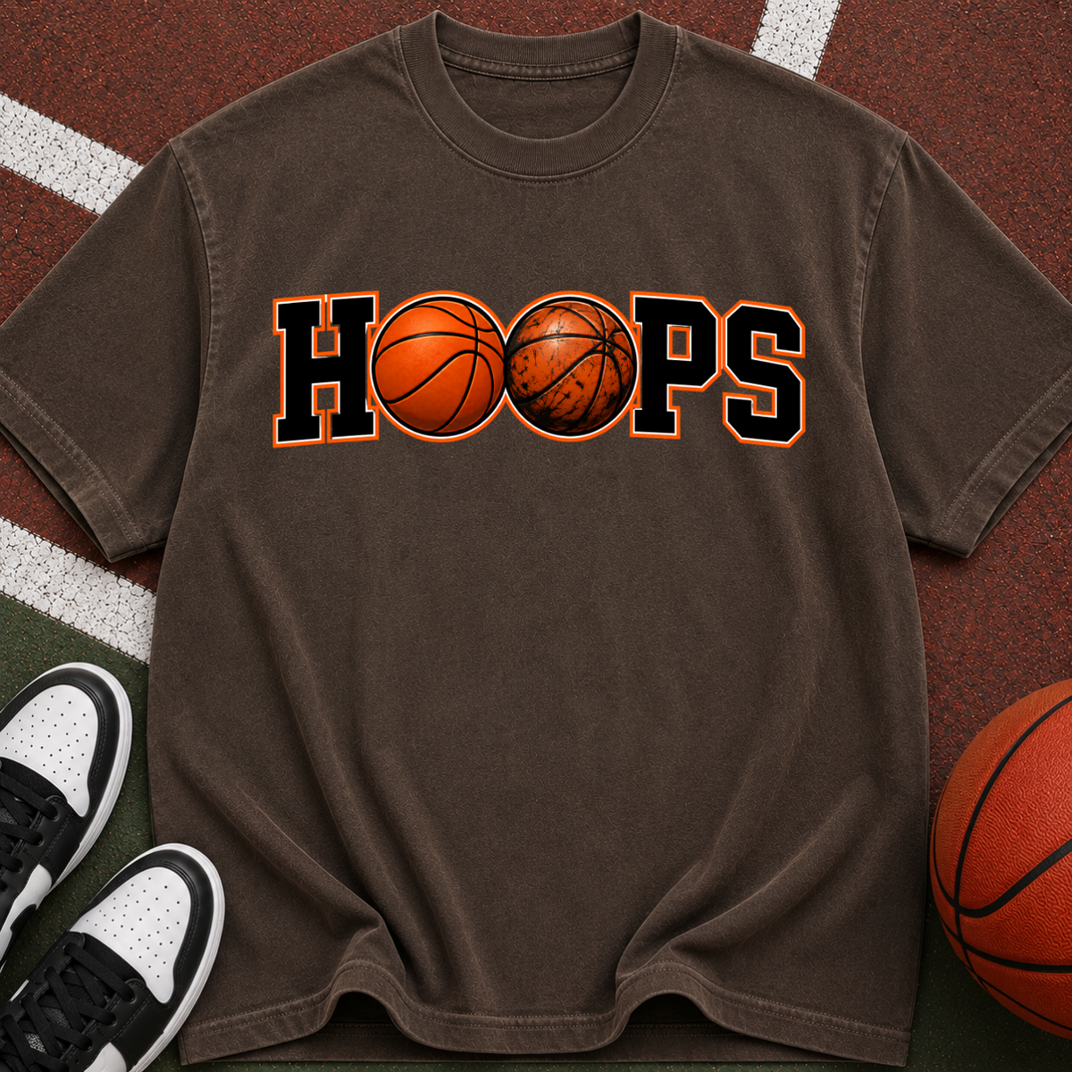 Hoops Basketball T-Shirt — Retro Basketball Graphic Tee