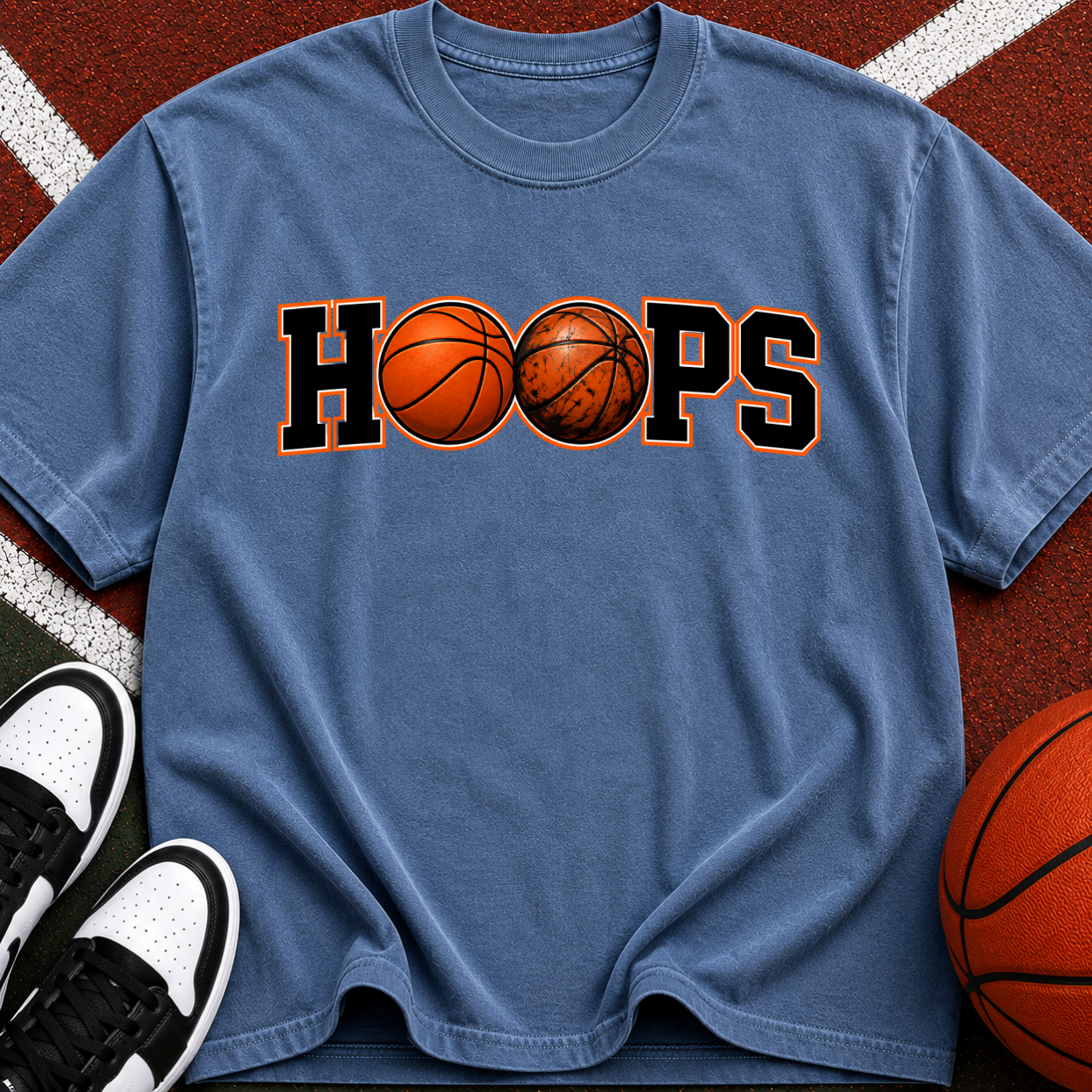 Hoops Basketball T-Shirt — Retro Basketball Graphic Tee