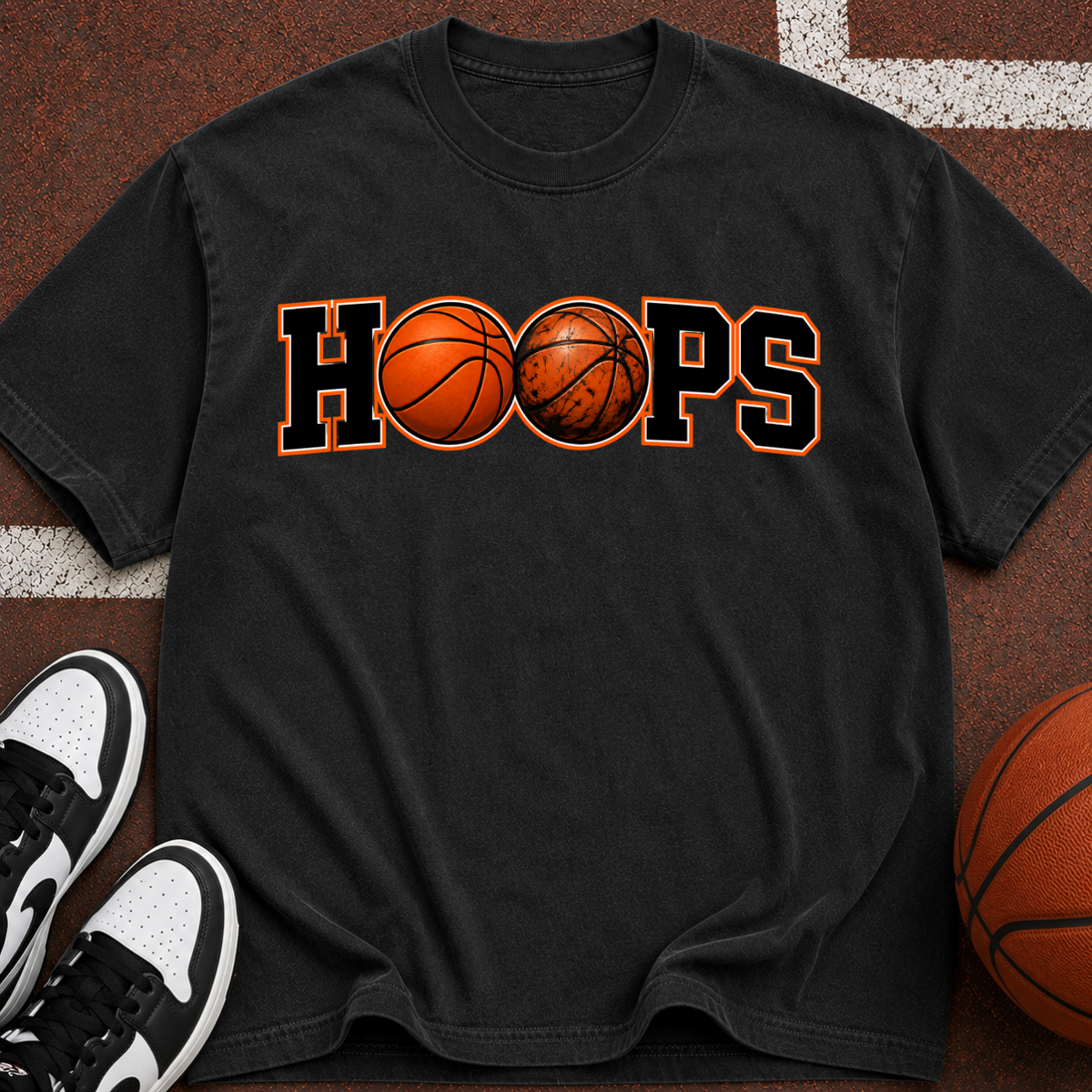 Hoops Basketball T-Shirt — Retro Basketball Graphic Tee