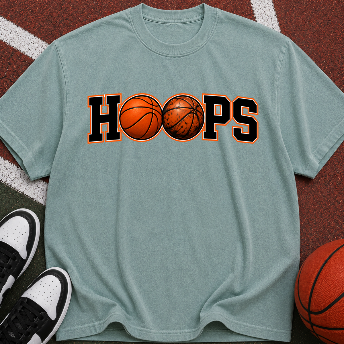 Hoops Basketball T-Shirt — Retro Basketball Graphic Tee