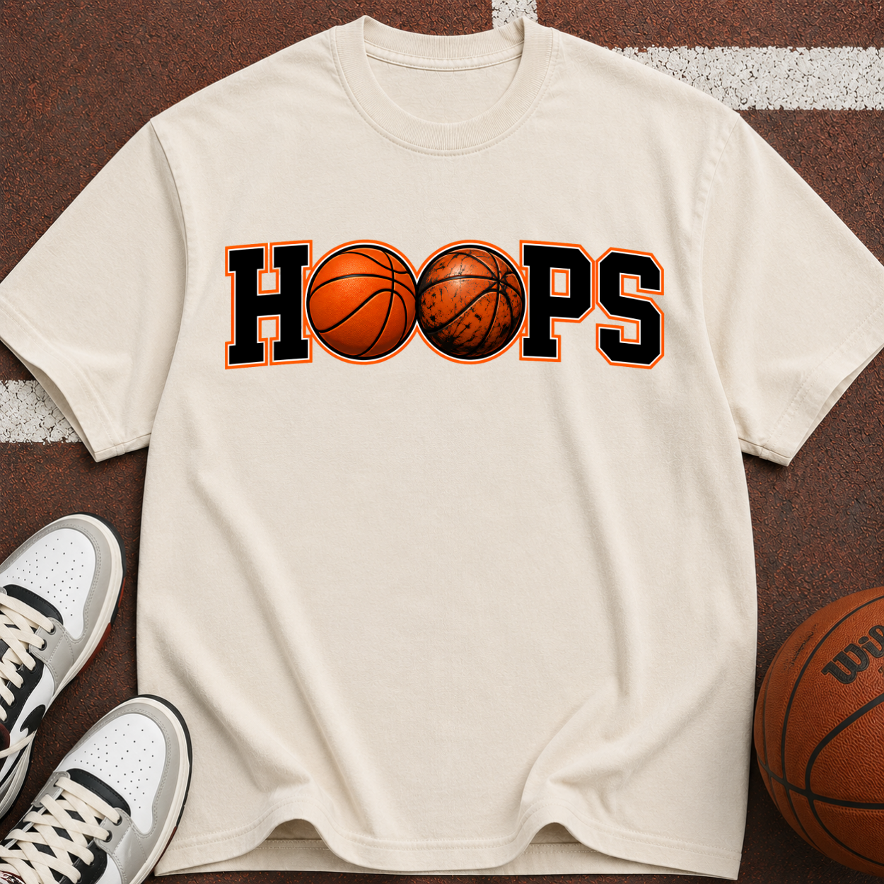 Hoops Basketball T-Shirt — Retro Basketball Graphic Tee