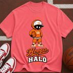 Hoops & Halo Basketball Crew T-Shirt — Retro Space Mascot Graphic