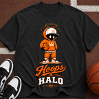 Hoops & Halo Basketball Crew T-Shirt — Retro Space Mascot Graphic
