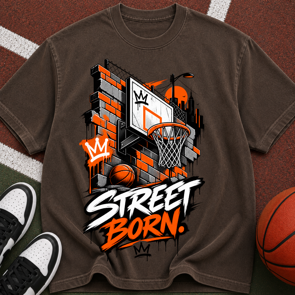 Street Born Basketball T-Shirt — Urban Hoop Graphic Tee