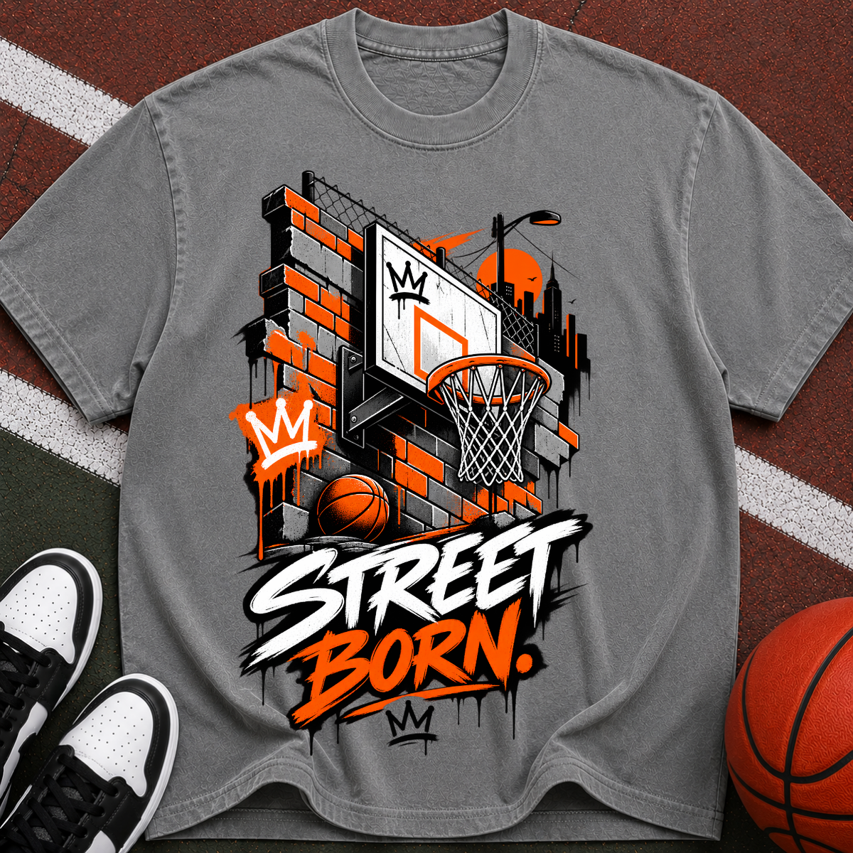 Street Born Basketball T-Shirt — Urban Hoop Graphic Tee