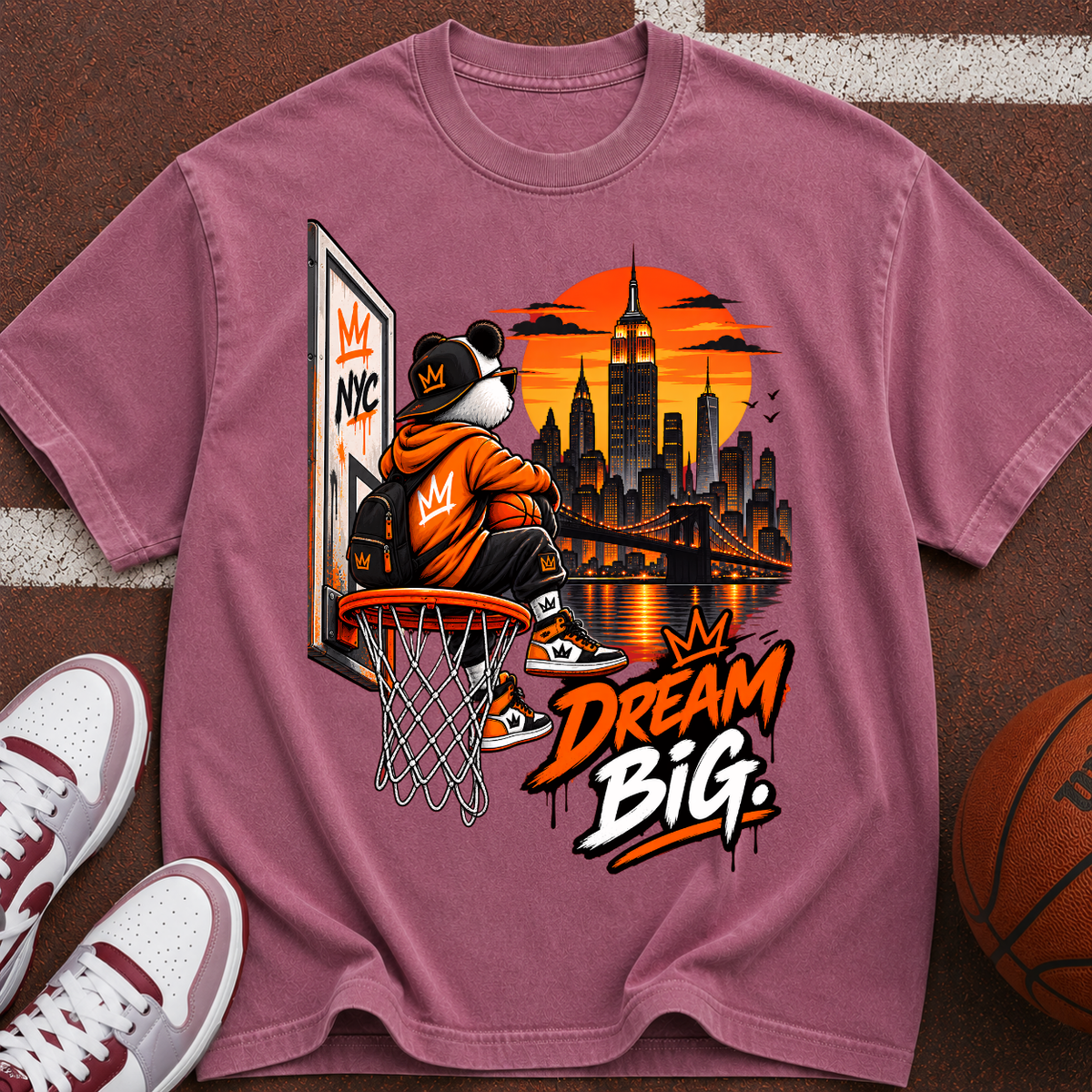 Dream Big Basketball T-Shirt — Urban Skyline Hoop Graphic