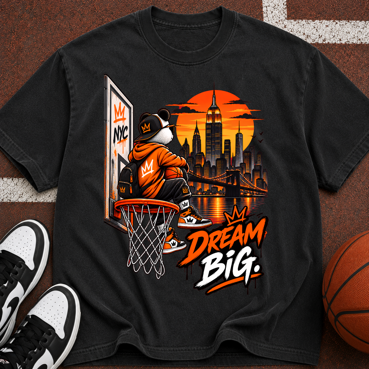 Dream Big Basketball T-Shirt — Urban Skyline Hoop Graphic