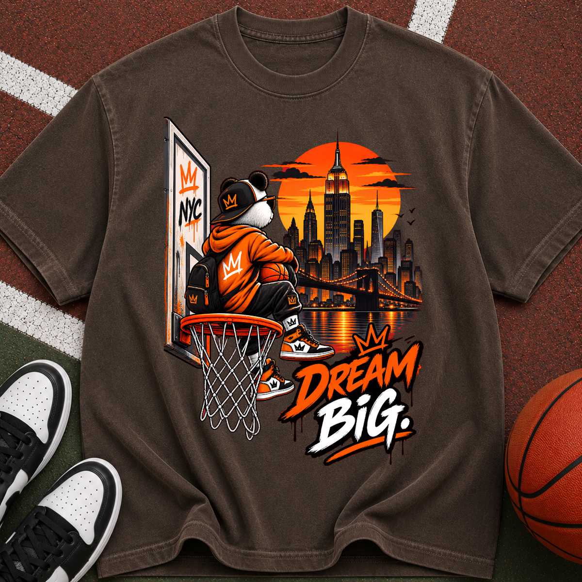 Dream Big Basketball T-Shirt — Urban Skyline Hoop Graphic