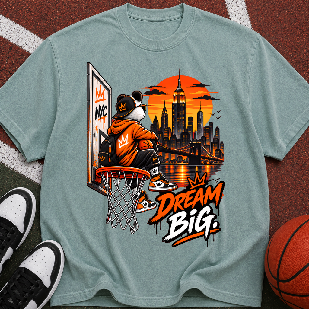 Dream Big Basketball T-Shirt — Urban Skyline Hoop Graphic