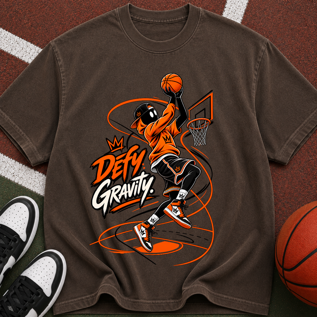Defy Gravity Basketball Tee — Dunk Graphic T-Shirt