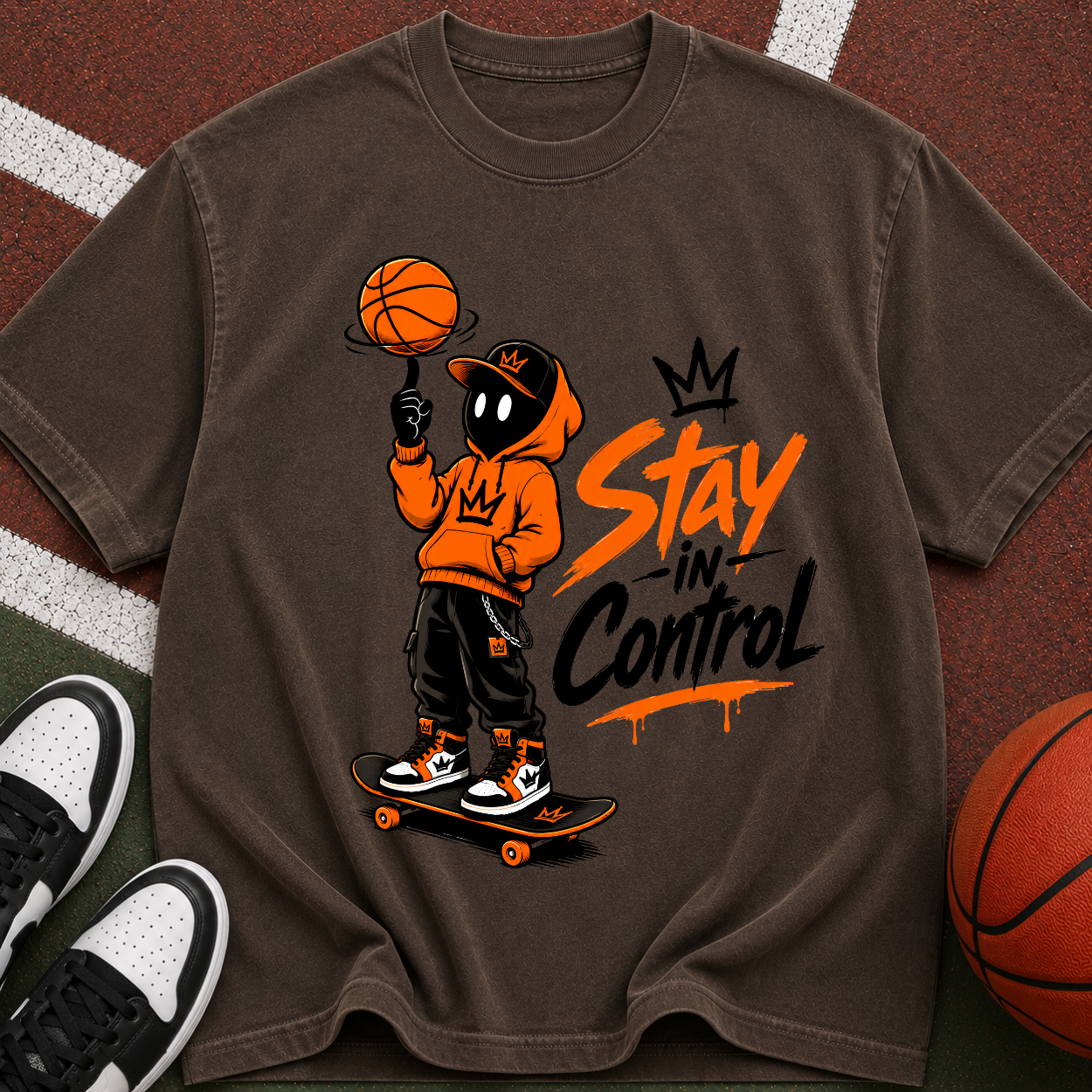 Stay in Control Skateboard Basketball Tee