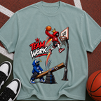 Team Work Basketball T-Shirt — Cartoon Hoop Dunk Graphic Tee
