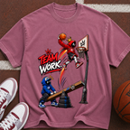 Team Work Basketball T-Shirt — Cartoon Hoop Dunk Graphic Tee