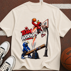 Team Work Basketball T-Shirt — Cartoon Hoop Dunk Graphic Tee