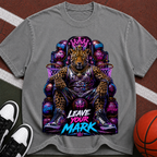 Leave Your Mark Lion Throne T‑Shirt — Retro Neon Motivational Graphic Tee
