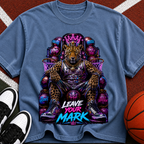 Leave Your Mark Lion Throne T‑Shirt — Retro Neon Motivational Graphic Tee