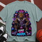 Leave Your Mark Lion Throne T‑Shirt — Retro Neon Motivational Graphic Tee