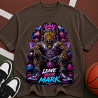 Leave Your Mark Lion Throne T‑Shirt — Retro Neon Motivational Graphic Tee