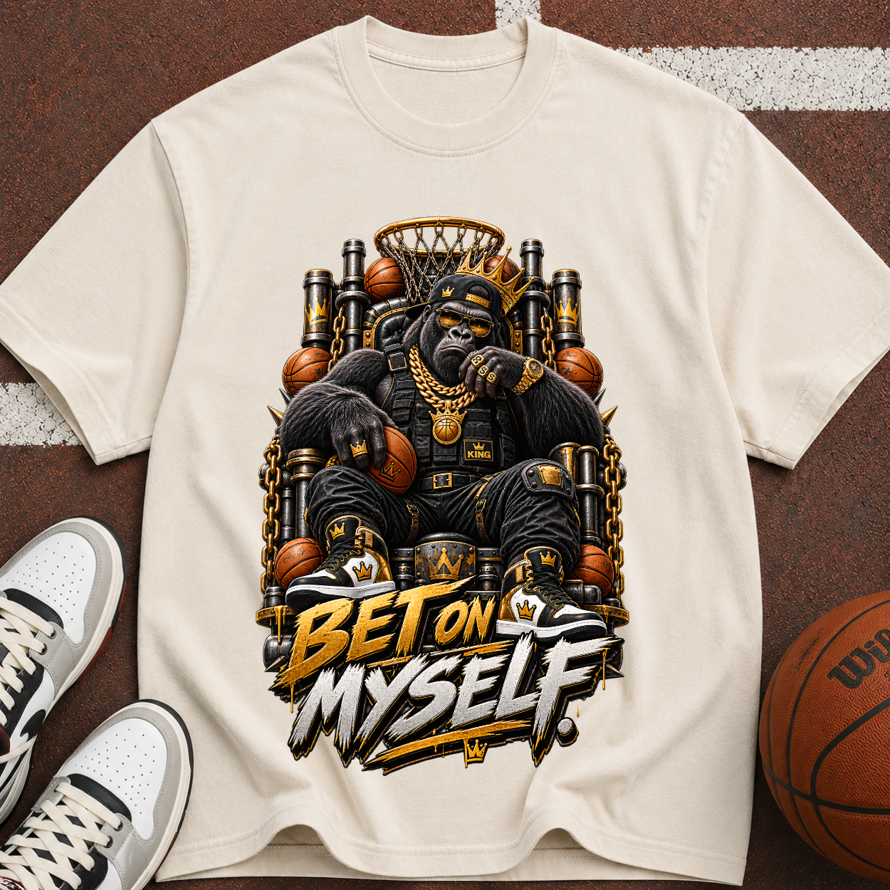Bet On Myself Basketball Bear Tee – Motivational Sports Graphic T-Shirt