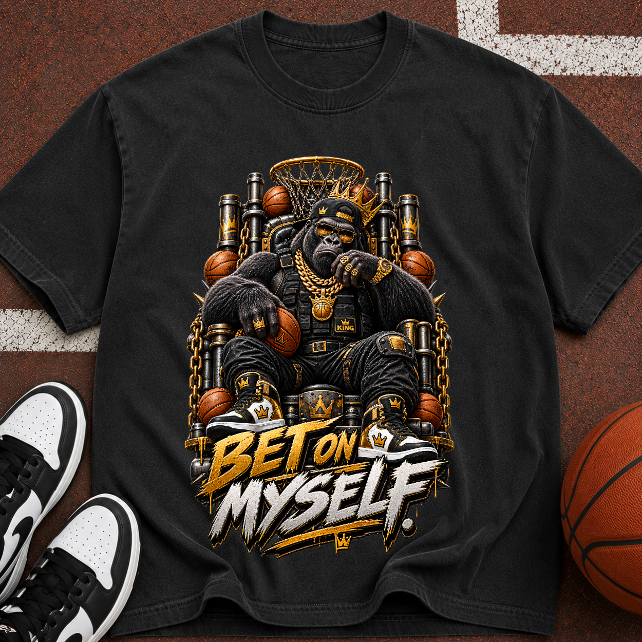 Bet On Myself Basketball Bear Tee – Motivational Sports Graphic T-Shirt
