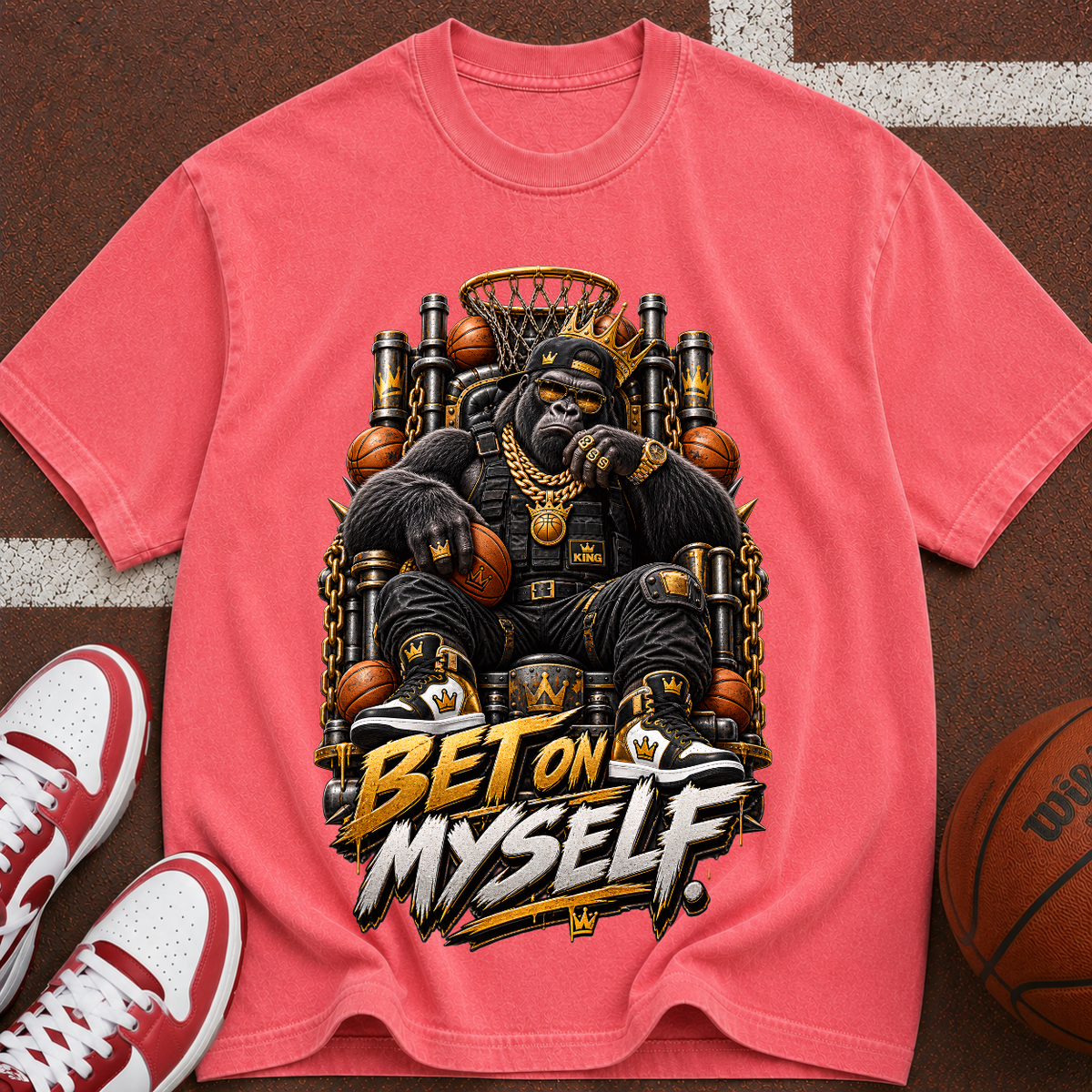 Bet On Myself Basketball Bear Tee – Motivational Sports Graphic T-Shirt