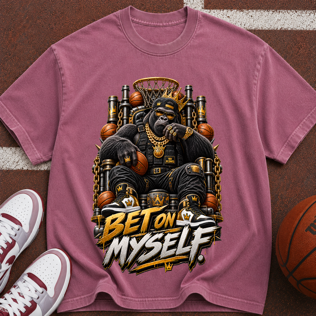 Bet On Myself Basketball Bear Tee – Motivational Sports Graphic T-Shirt