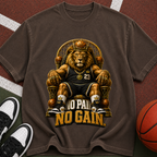T-Shirt — 'No Pain No Gain' Lion Gym Tee