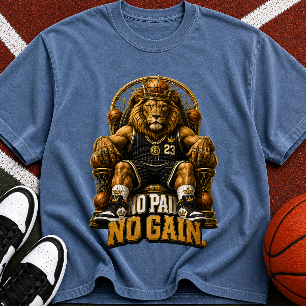 T-Shirt — 'No Pain No Gain' Lion Gym Tee