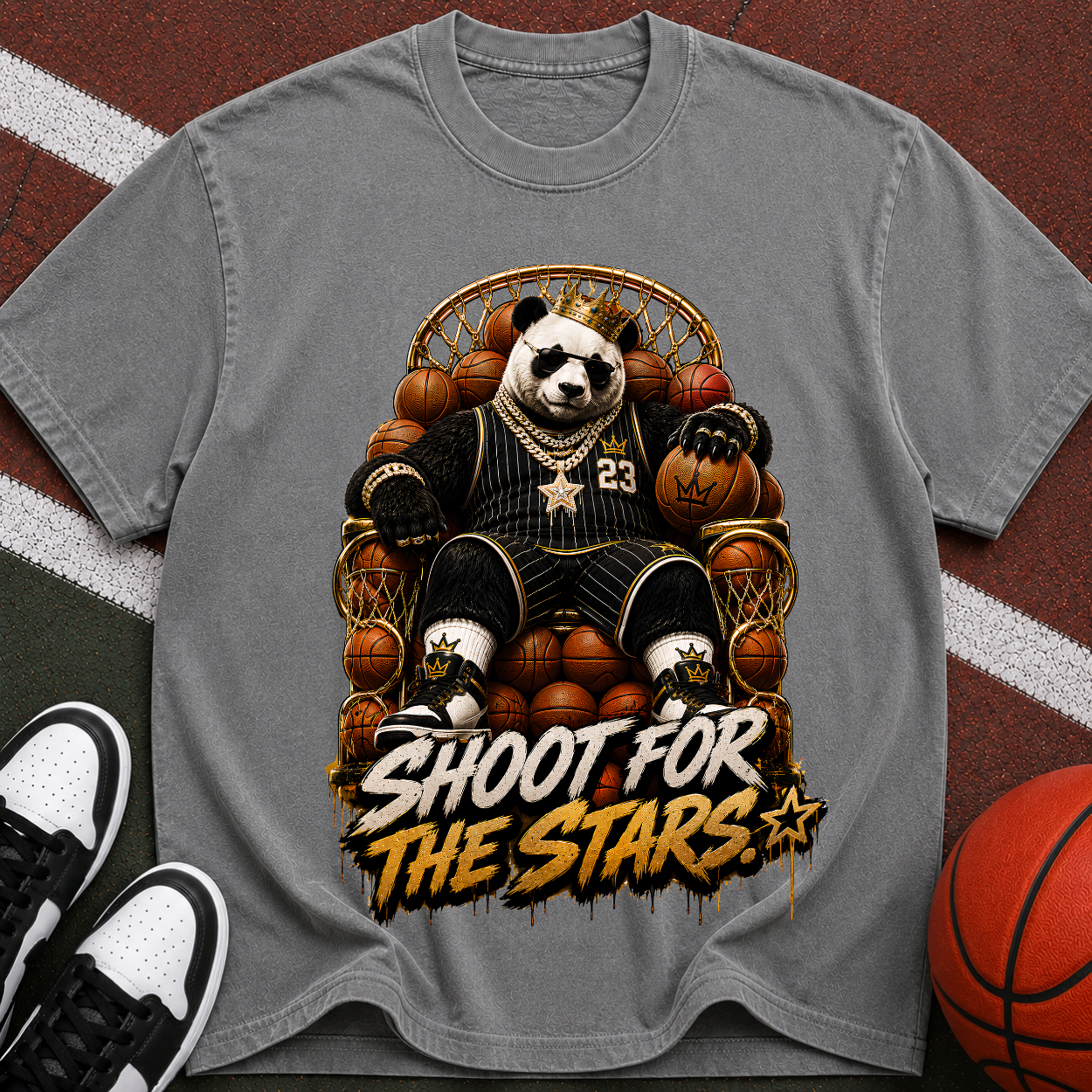 Shoot for the Stars Panda T-Shirt — Motivational Graphic Tee