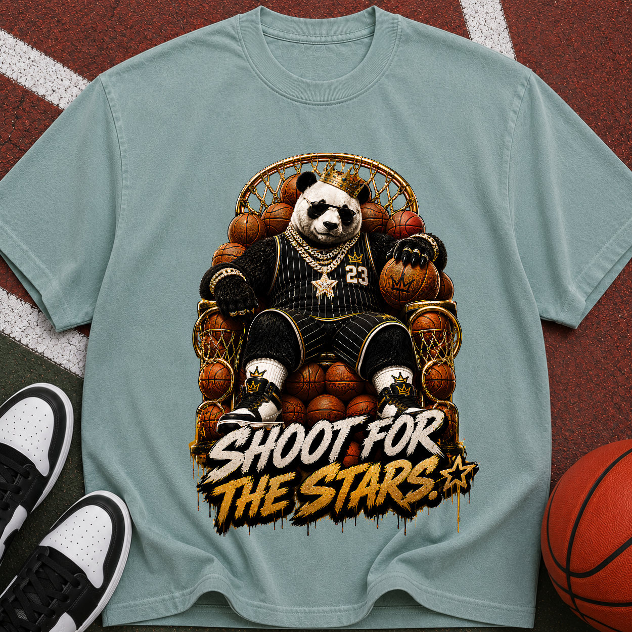 Shoot for the Stars Panda T-Shirt — Motivational Graphic Tee