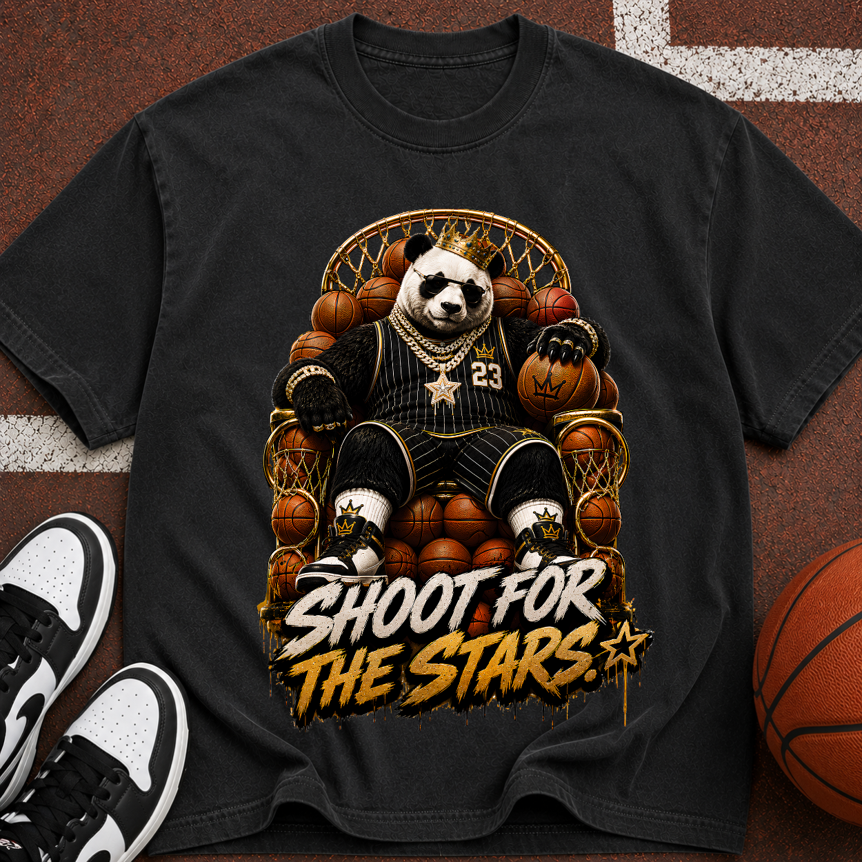 Shoot for the Stars Panda T-Shirt — Motivational Graphic Tee