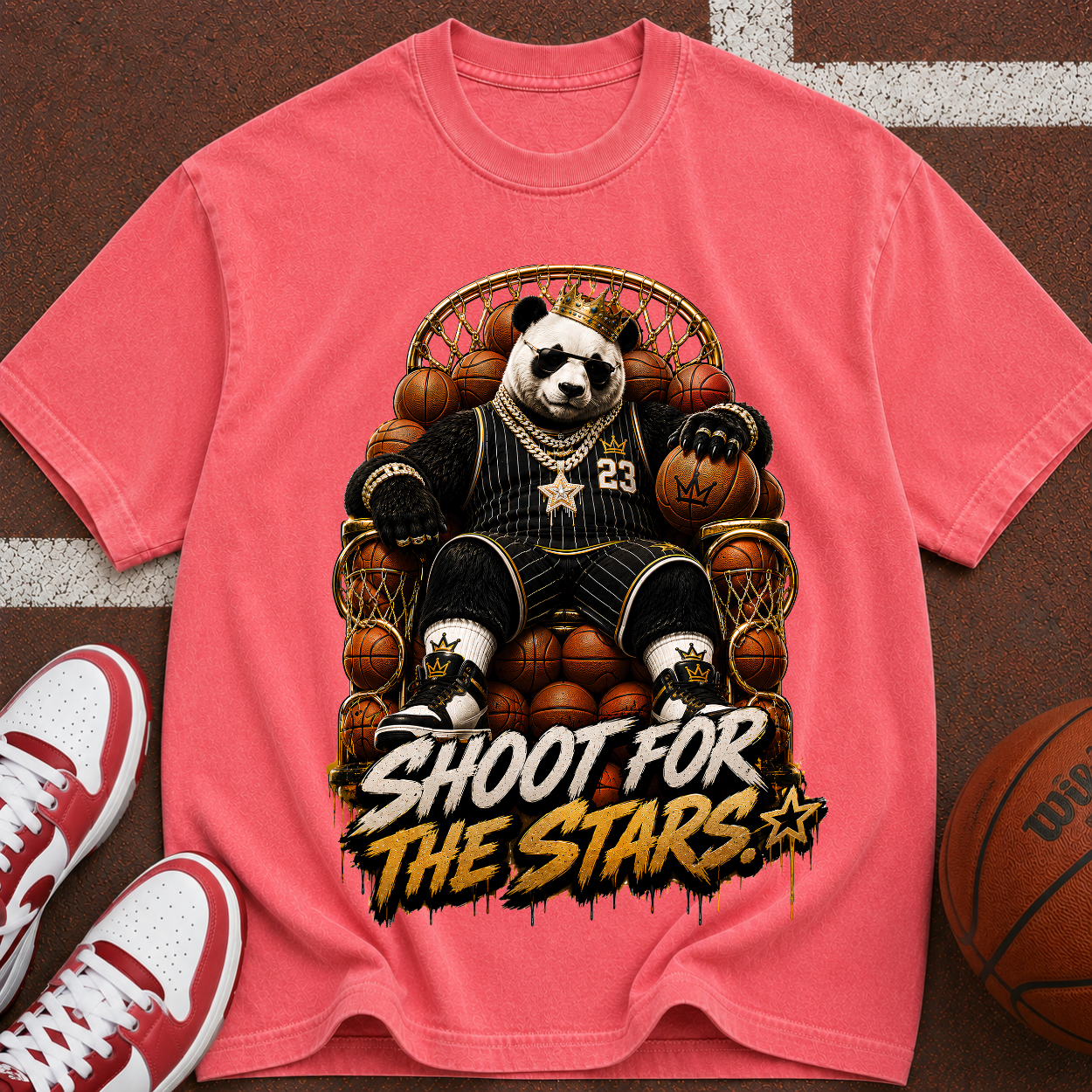 Shoot for the Stars Panda T-Shirt — Motivational Graphic Tee