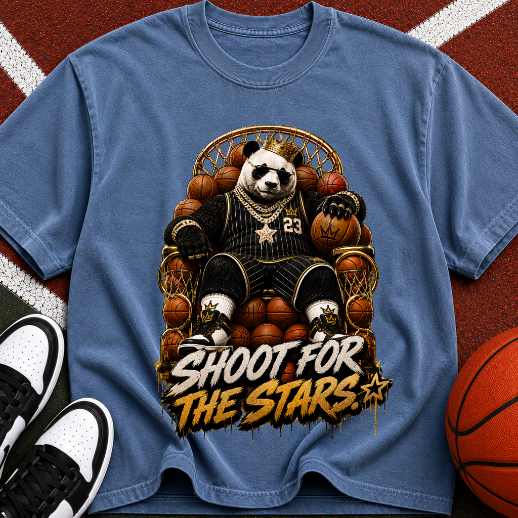 Shoot for the Stars Panda T-Shirt — Motivational Graphic Tee